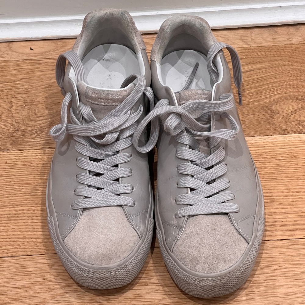 Rag & Bone RB1's low, in light cream leather and suede, size 9 (EU 42)